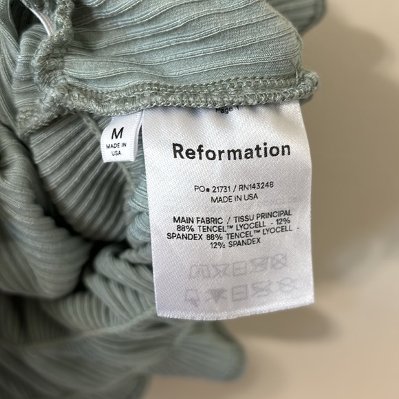 Reformation Irene Celadon Ruched Cropped Tank Top Size Medium - Picture 6 of 7